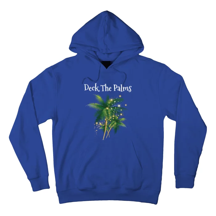 Deck The Palms Tropical Hawaii Christmas Palm Tree Lights Funny Gift Hoodie