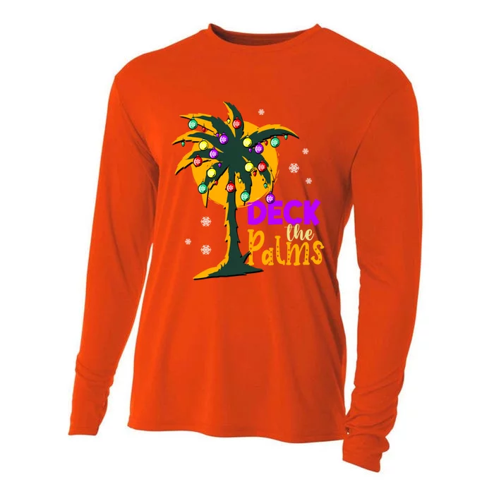 Deck The Palms Vacation Christmas Gift Cooling Performance Long Sleeve Crew