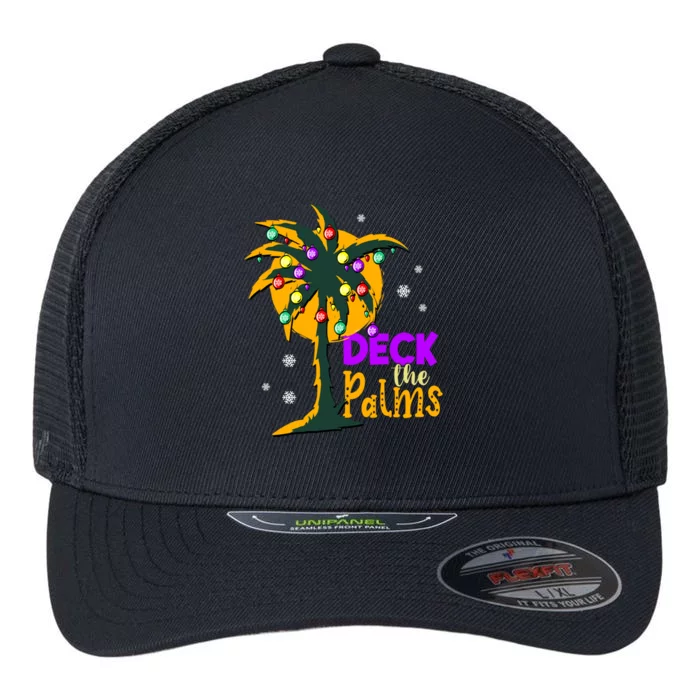 Deck The Palms Vacation Christmas Gift Flexfit Unipanel Trucker Cap