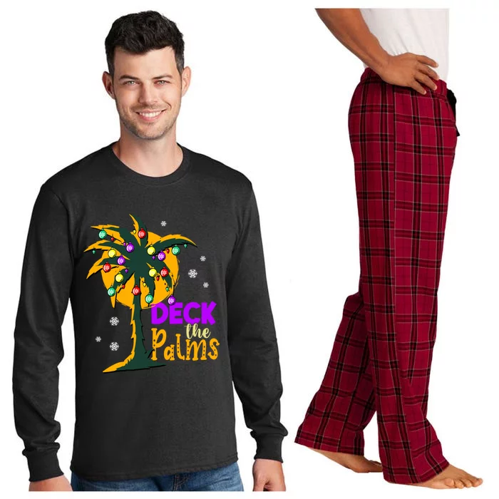 Deck The Palms Vacation Christmas Gift Long Sleeve Pajama Set