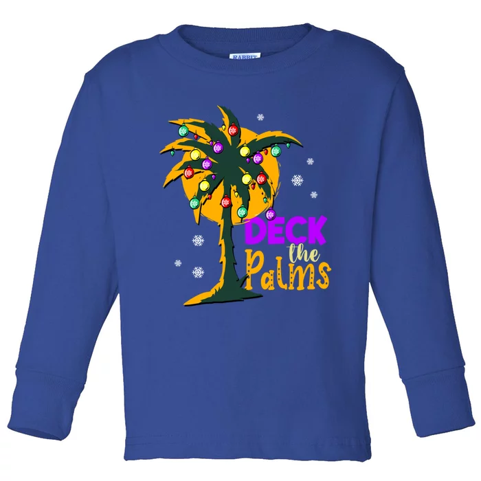 Deck The Palms Vacation Christmas Gift Toddler Long Sleeve Shirt