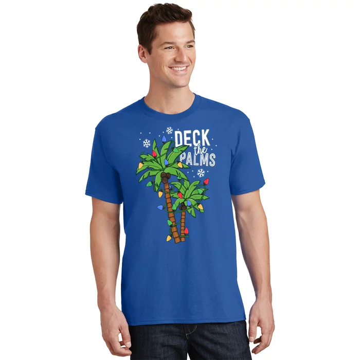 Deck The Palms Tropical Hawaii Christmas Palm Tree Lights Gift T-Shirt