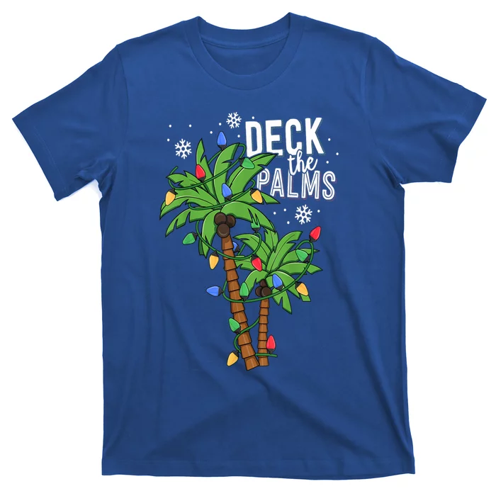 Deck The Palms Tropical Hawaii Christmas Palm Tree Lights Gift T-Shirt