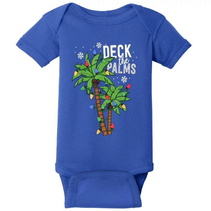 Deck The Palms Tropical Hawaii Christmas Palm Tree Lights Gift Baby Bodysuit