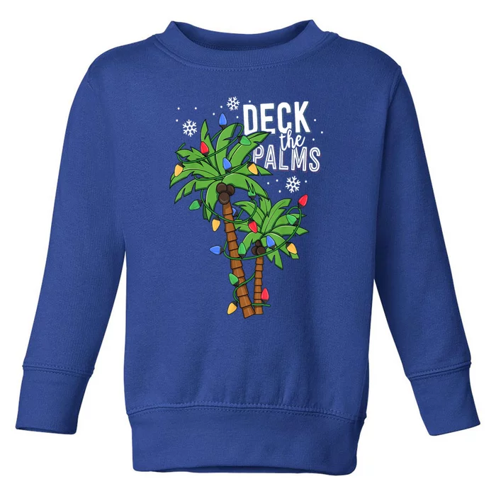 Deck The Palms Tropical Hawaii Christmas Palm Tree Lights Gift Toddler Sweatshirt