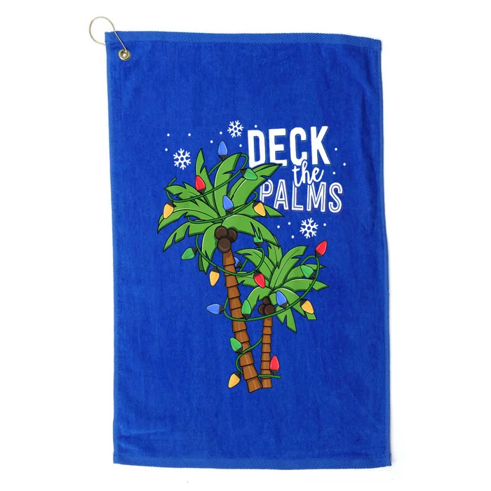 Deck The Palms Tropical Hawaii Christmas Palm Tree Lights Gift Platinum Collection Golf Towel