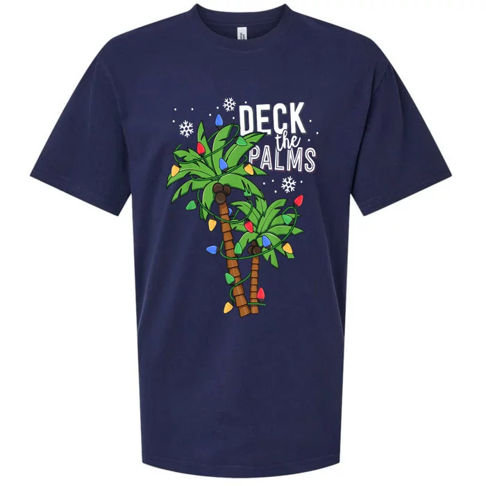 Deck The Palms Tropical Hawaii Christmas Palm Tree Lights Gift Sueded Cloud Jersey T-Shirt