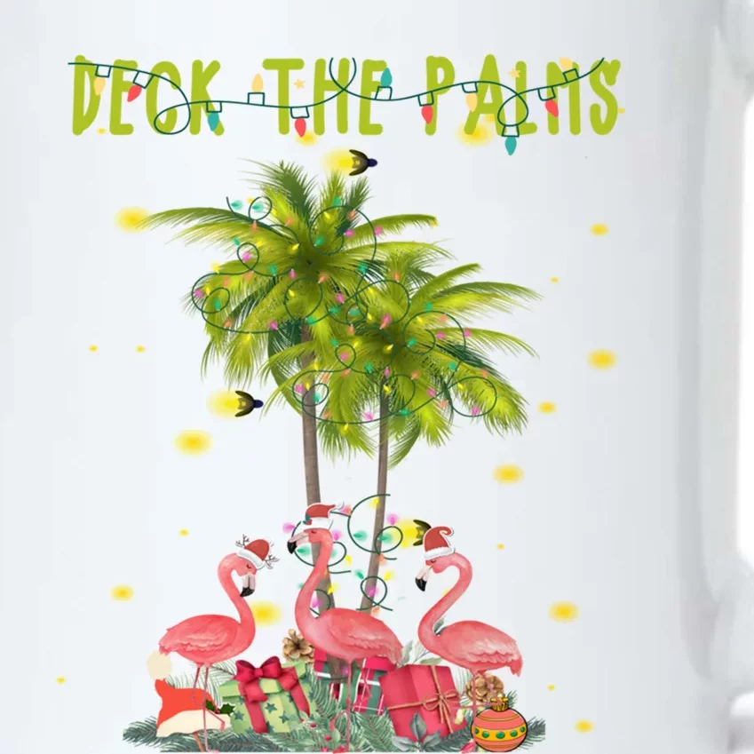 Deck The Palms Hawaiian Christmas Lights Palm Flamingo Cute Gift Black Color Changing Mug