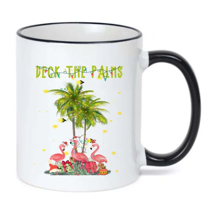 Deck The Palms Hawaiian Christmas Lights Palm Flamingo Cute Gift Black Color Changing Mug