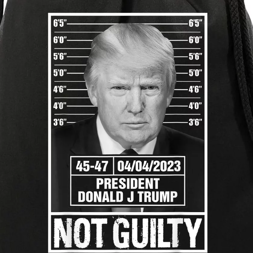 Donald Trump Police Mugshot Photo Not Guilty 4547 President Drawstring Bag