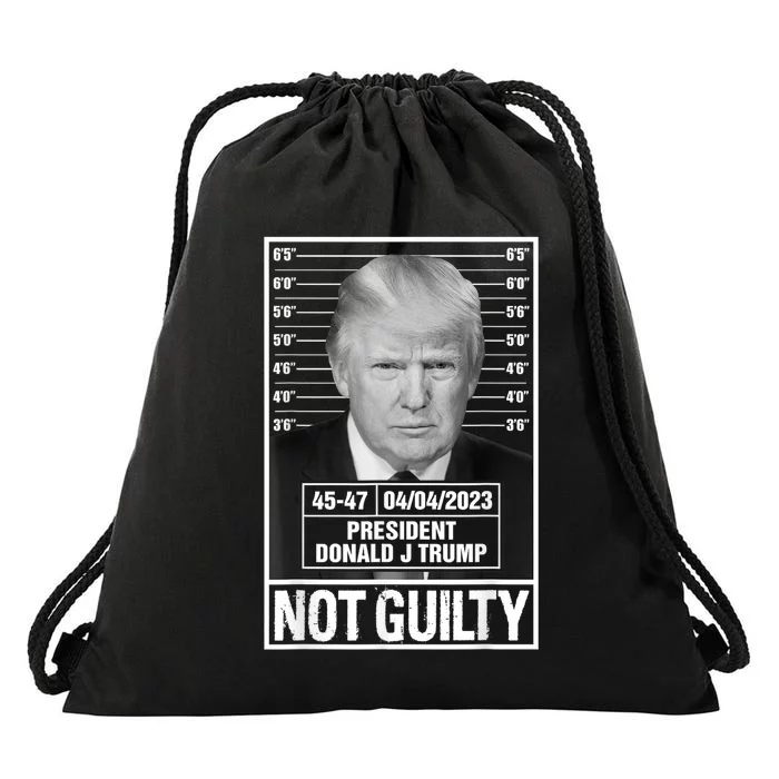 Donald Trump Police Mugshot Photo Not Guilty 4547 President Drawstring Bag