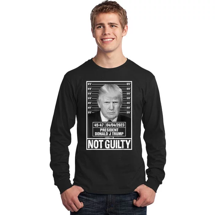 Donald Trump Police Mugshot Photo Not Guilty 4547 President Tall Long Sleeve T-Shirt