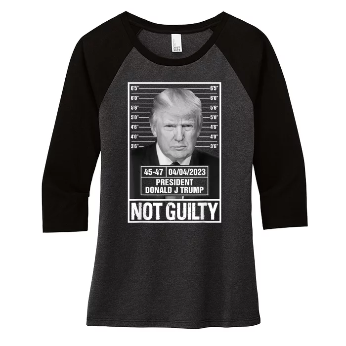 Donald Trump Police Mugshot Photo Not Guilty 4547 President Women's Tri-Blend 3/4-Sleeve Raglan Shirt