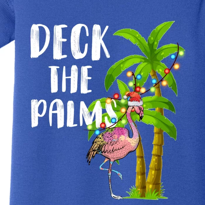 Deck The Palms Tropical Christmas Pink Flamingos Palm Tree Gift Baby Bodysuit