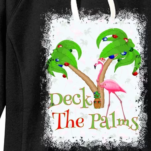 Deck The Palms Beach Christmas Flamingo Gift Women's Fleece Hoodie