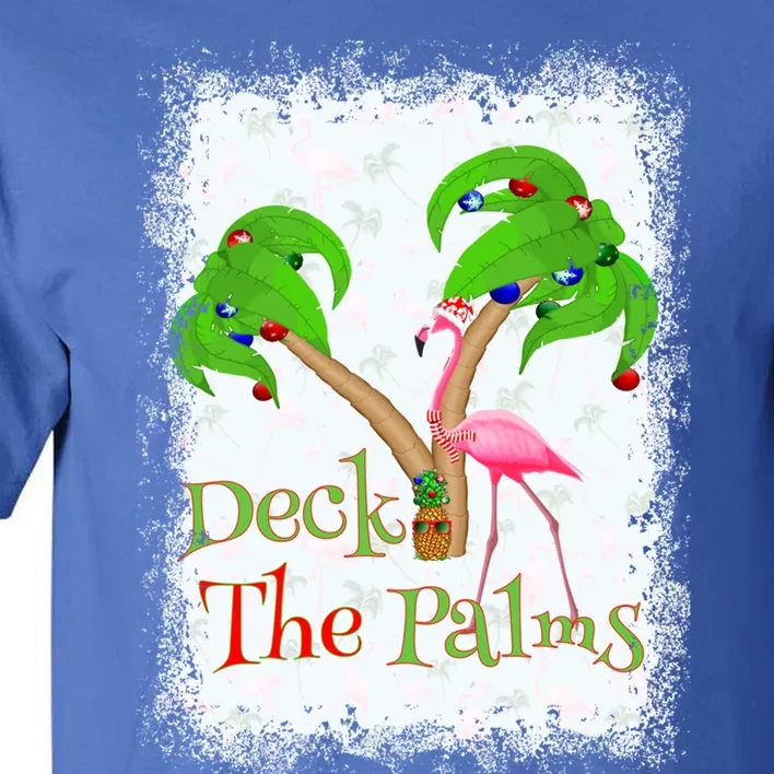 Deck The Palms Beach Christmas Flamingo Gift Tall T-Shirt