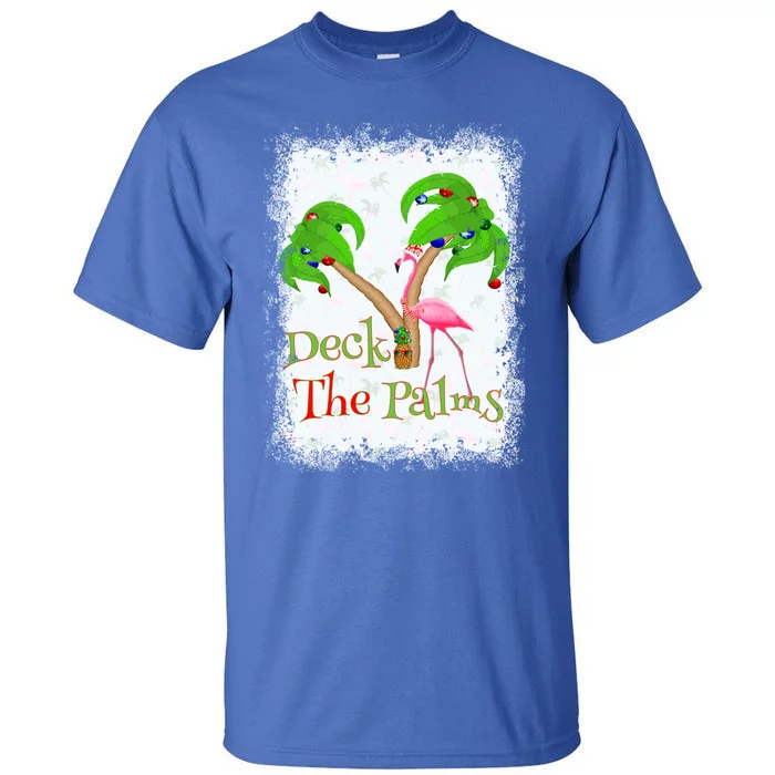 Deck The Palms Beach Christmas Flamingo Gift Tall T-Shirt