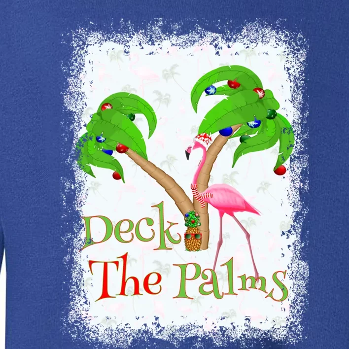 Deck The Palms Beach Christmas Flamingo Gift Toddler Sweatshirt