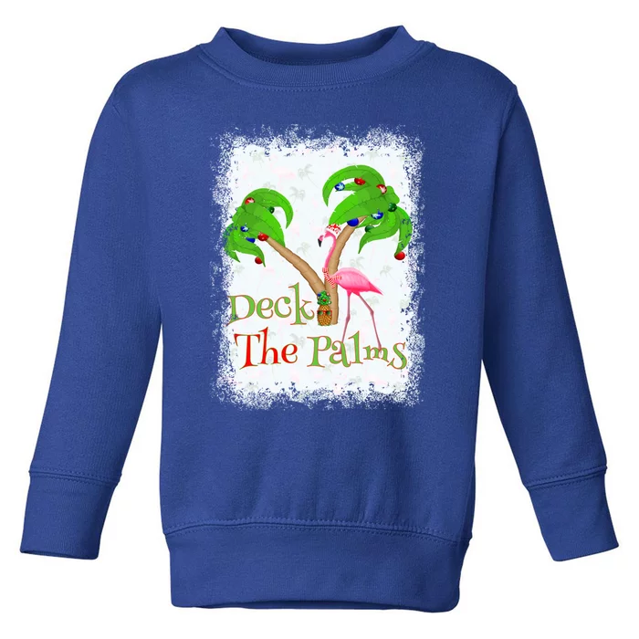 Deck The Palms Beach Christmas Flamingo Gift Toddler Sweatshirt