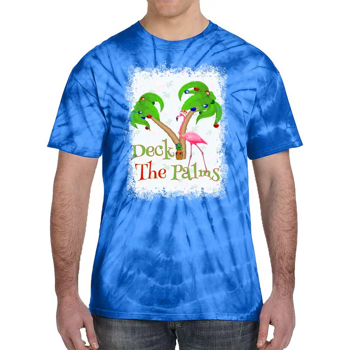 Deck The Palms Beach Christmas Flamingo Gift Tie-Dye T-Shirt