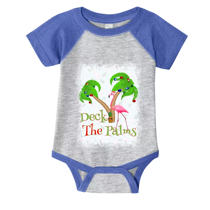 Deck The Palms Beach Christmas Flamingo Gift Infant Baby Jersey Bodysuit