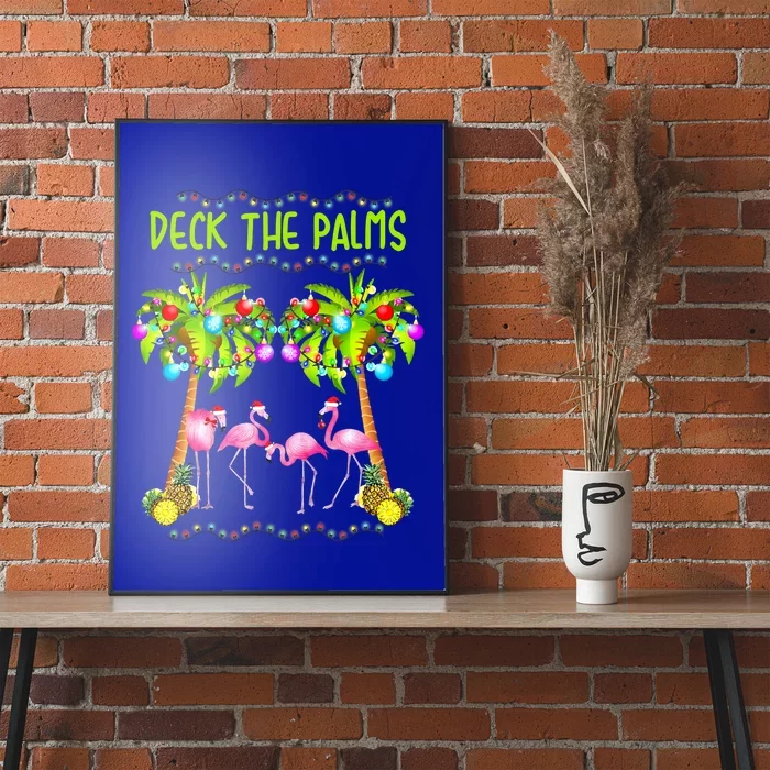 Deck The Palms Merry Flamingo Christmas Palm Tree Funny Xmas Gift Poster