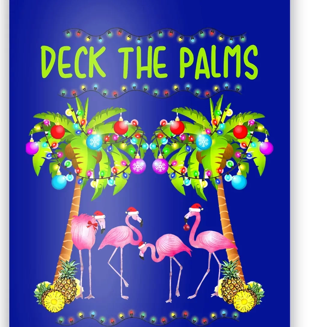 Deck The Palms Merry Flamingo Christmas Palm Tree Funny Xmas Gift Poster