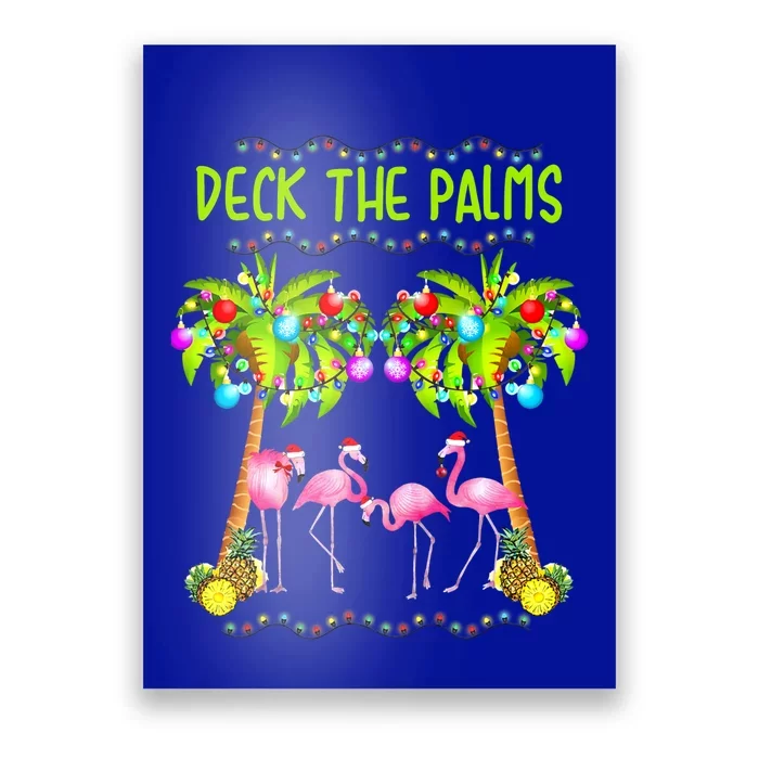 Deck The Palms Merry Flamingo Christmas Palm Tree Funny Xmas Gift Poster