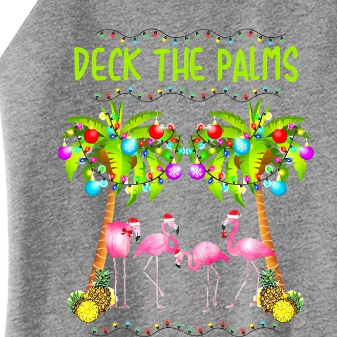 Deck The Palms Merry Flamingo Christmas Palm Tree Funny Xmas Gift Women’s Perfect Tri Rocker Tank