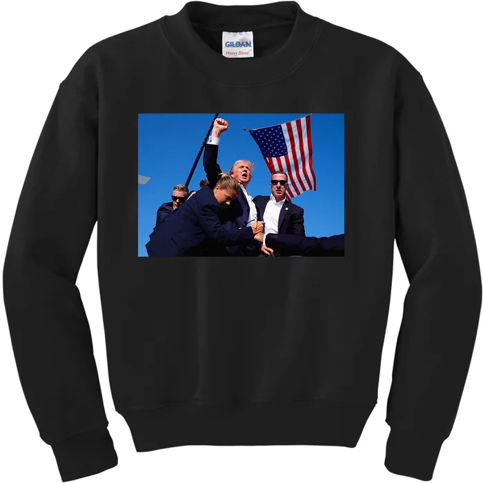 Donald Trump Photo After The Shooting At His Rally Kids Sweatshirt