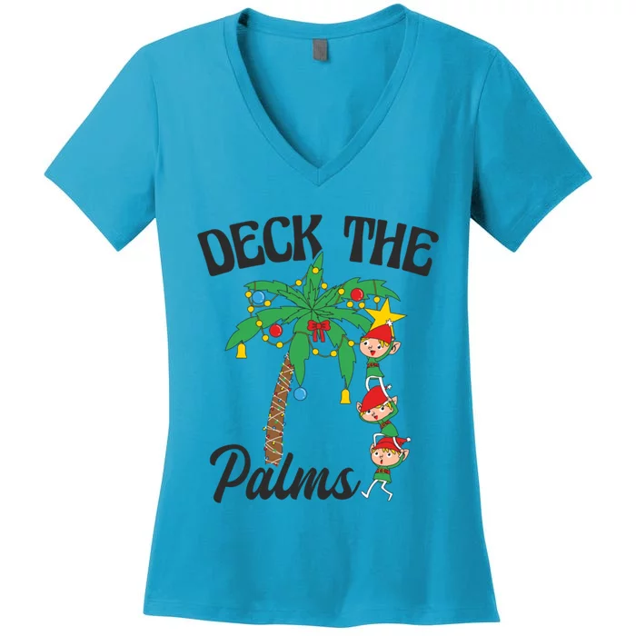 Deck The Palm Christmas In July Xmas Gift Women's V-Neck T-Shirt