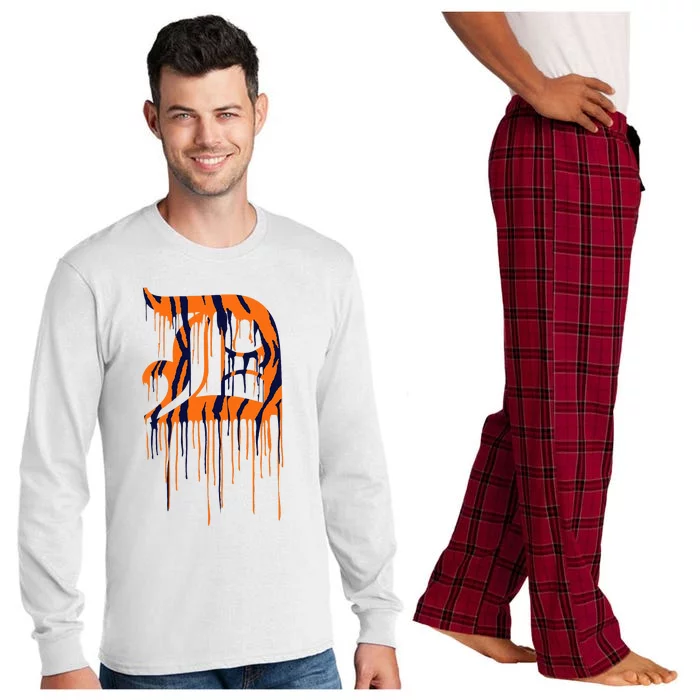 Detroit Tiger Paint Drip Long Sleeve Pajama Set