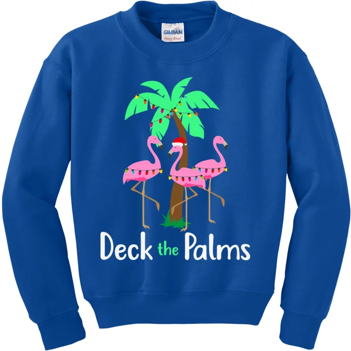 Deck The Palm Trees Flamingo Christmas Holiday Funny Gift Kids Sweatshirt