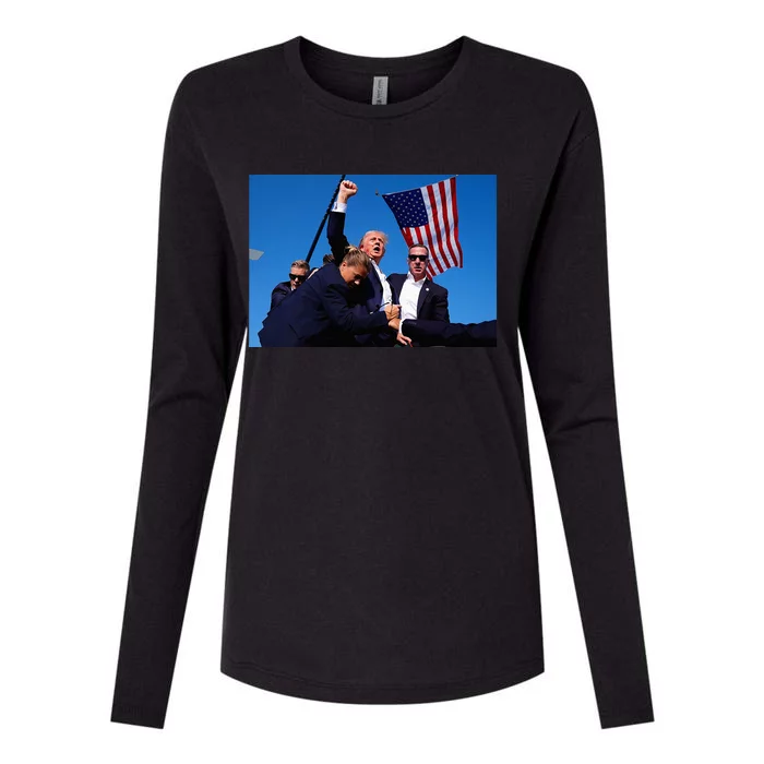 Donald Trump Photo After The Shooting At His Rally Womens Cotton Relaxed Long Sleeve T-Shirt