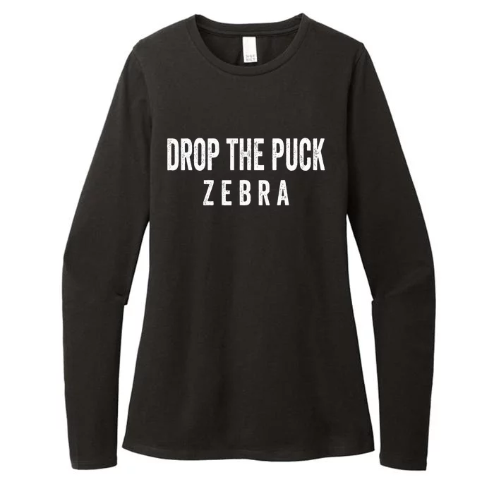 Drop The Puck Zebra Womens CVC Long Sleeve Shirt