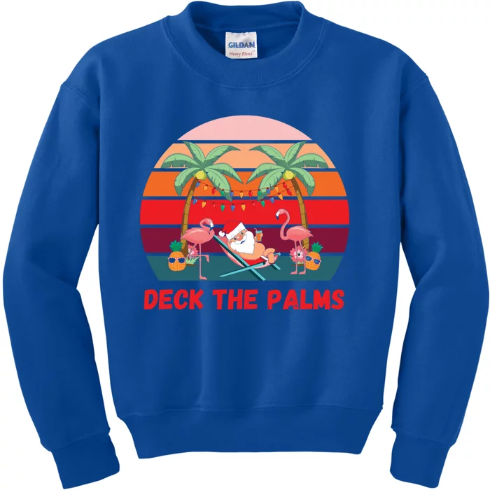 Deck The Palms Christmas In July Santa Ing A Cocktail Gift Kids Sweatshirt