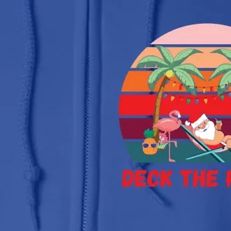 Deck The Palms Christmas In July Santa Ing A Cocktail Gift Full Zip Hoodie