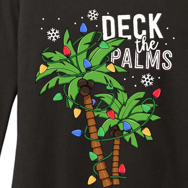 Deck The Palms Tropical Hawaii Christmas Palm Tree Lights Womens CVC Long Sleeve Shirt