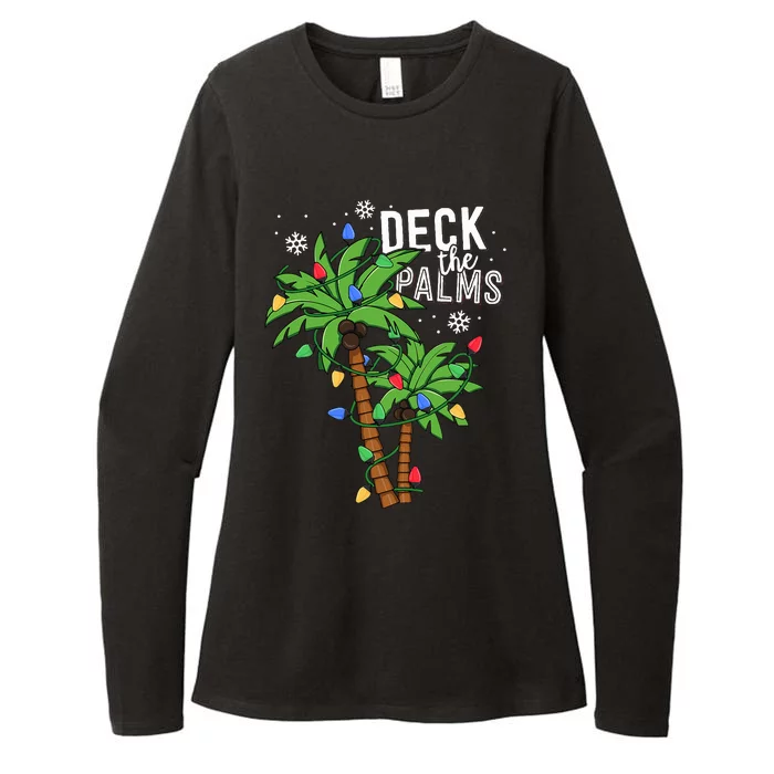 Deck The Palms Tropical Hawaii Christmas Palm Tree Lights Womens CVC Long Sleeve Shirt