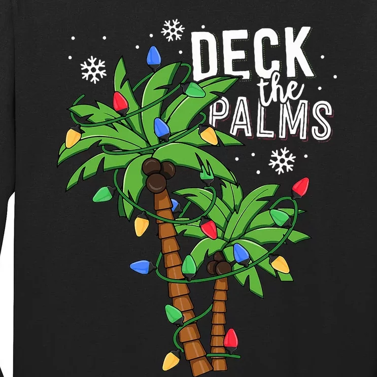 Deck The Palms Tropical Hawaii Christmas Palm Tree Lights Tall Long Sleeve T-Shirt