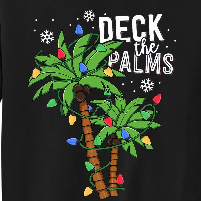 Deck The Palms Tropical Hawaii Christmas Palm Tree Lights Tall Sweatshirt