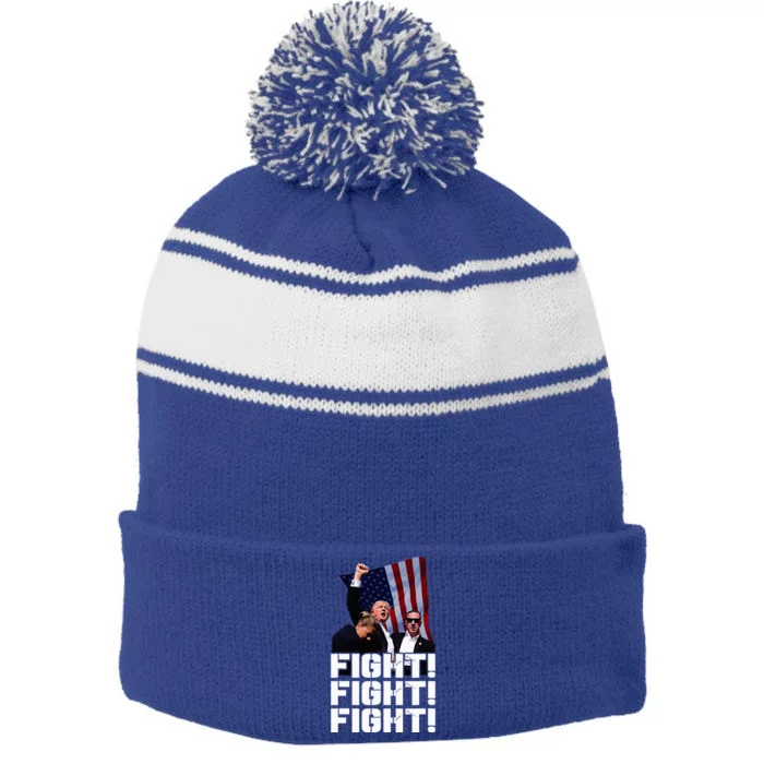 Donald Trump Photo After The Shooting At His Rally Stripe Pom Pom Beanie