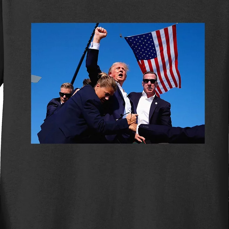 Donald Trump Photo After The Shooting At His Rally Kids Long Sleeve Shirt