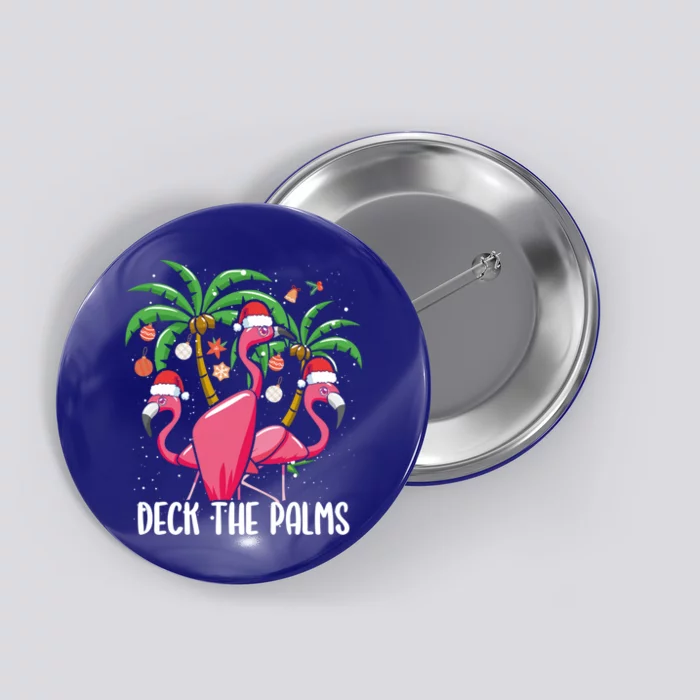 Deck The Palms Christmas Flamingo Bird Xmas Tree Wading Bird Meaningful Gift Button