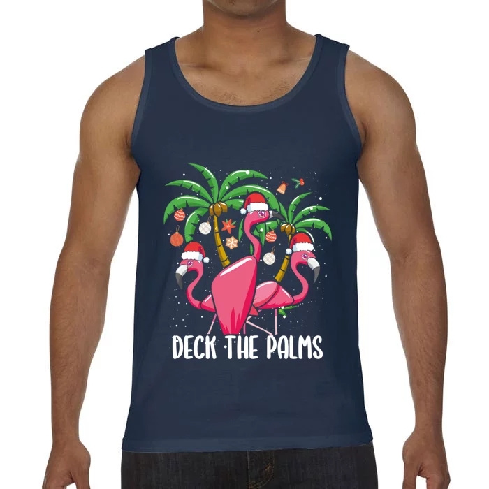 Deck The Palms Christmas Flamingo Bird Xmas Tree Wading Bird Meaningful Gift Comfort Colors® Tank Top