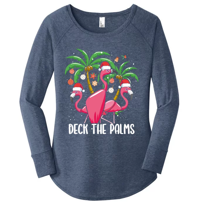 Deck The Palms Christmas Flamingo Bird Xmas Tree Wading Bird Meaningful Gift Women's Perfect Tri Tunic Long Sleeve Shirt