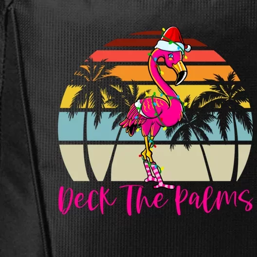 Deck The Palms Christmas Flamingo Palm Tree Tropical Xmas Cool Gift City Backpack