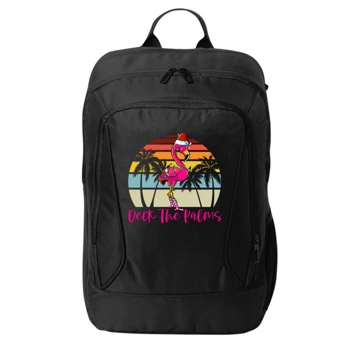 Deck The Palms Christmas Flamingo Palm Tree Tropical Xmas Cool Gift City Backpack