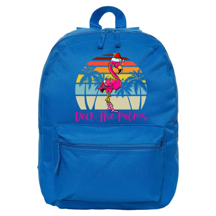 Deck The Palms Christmas Flamingo Palm Tree Tropical Xmas Cool Gift 16 in Basic Backpack