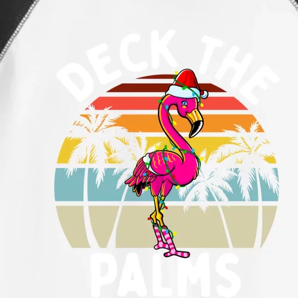 Deck The Palms Christmas Flamingo Tropical Palm Tree Cute Gift Toddler Fine Jersey T-Shirt